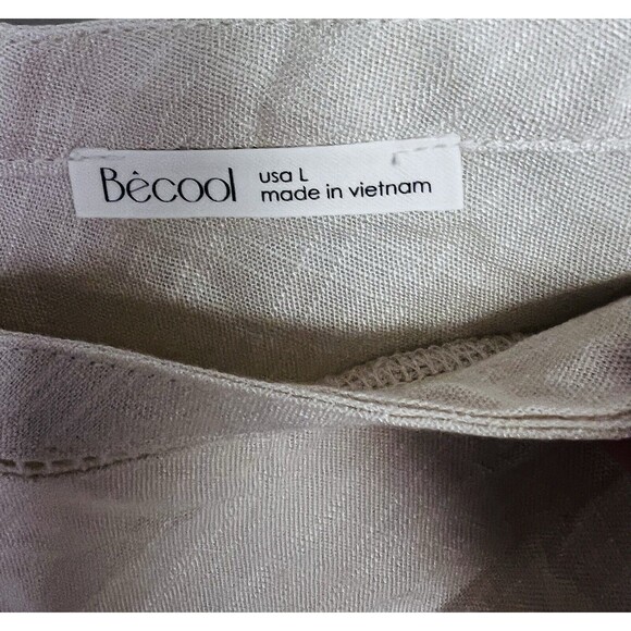 Be Cool Becool Beige Semi Sheer Button Front Tank Top Cami Large - Picture 4 of 6